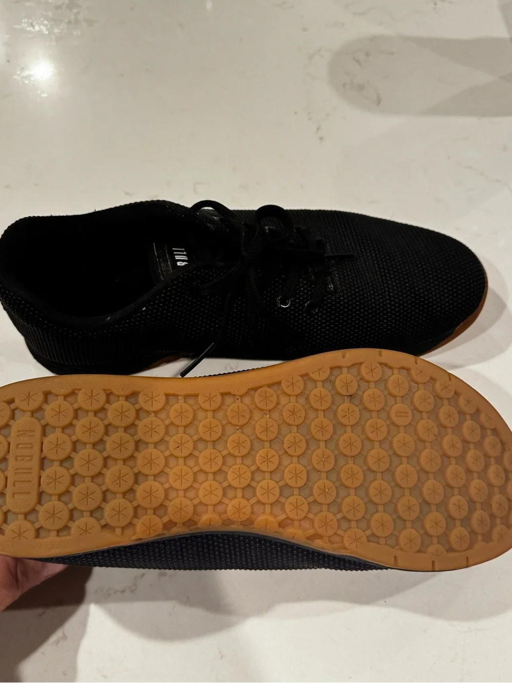 NOBULL Men's Black Athletic Knit Lace-Up Shoes with Gum Sole